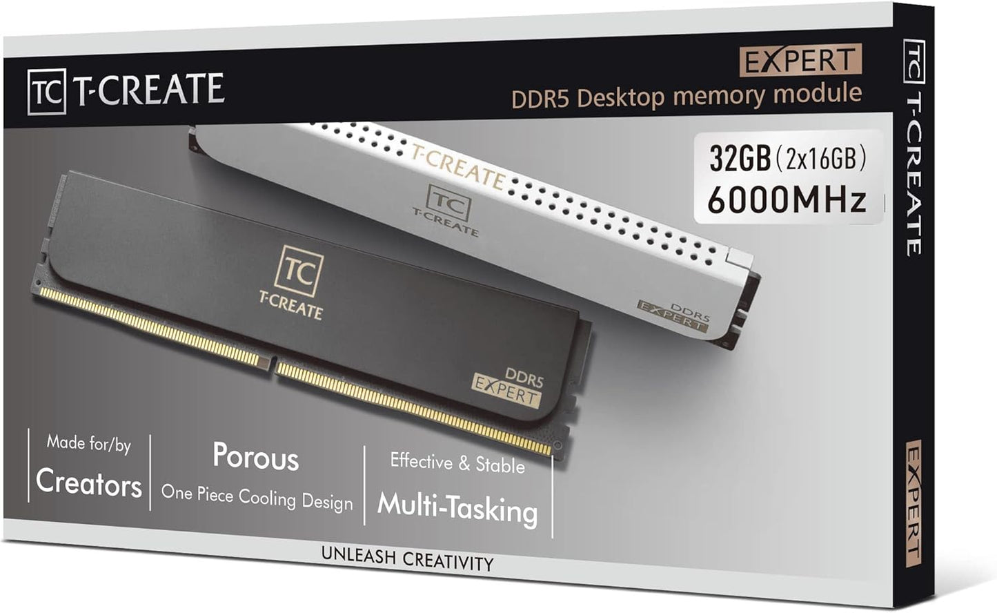 TEAMGROUP T-Create Expert Overclocking 10L DDR5 32GB Kit (2 X 16GB) 6000Mhz (PC5-48000) CL30 Intel XMP 3.0 & AMD Expo Compatible Desktop Memory Module Ram White - CTCWD532G6000HC30DC01