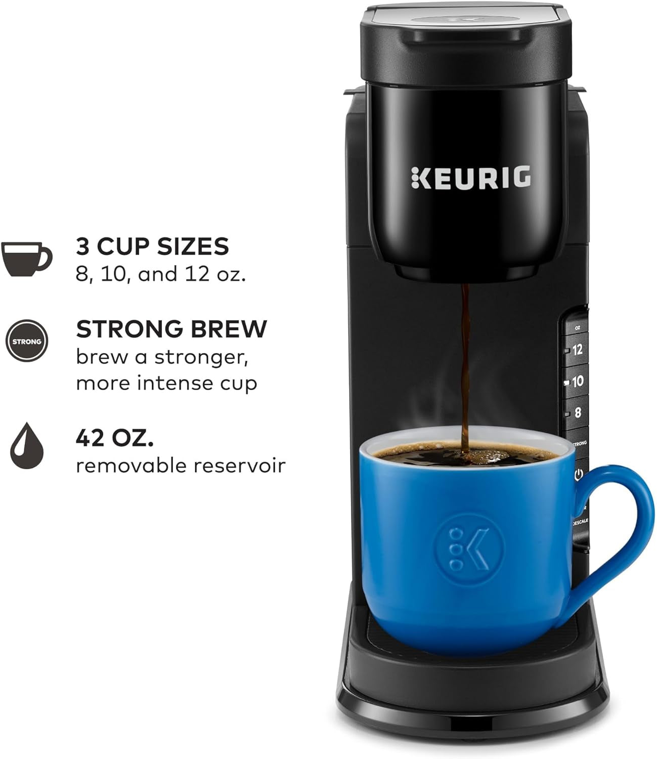 Keurig K-Express Single Serve K-Cup Pod Coffee Maker, 3 Brew Sizes, Strong Button Feature, 42Oz Removable Reservoir, Black