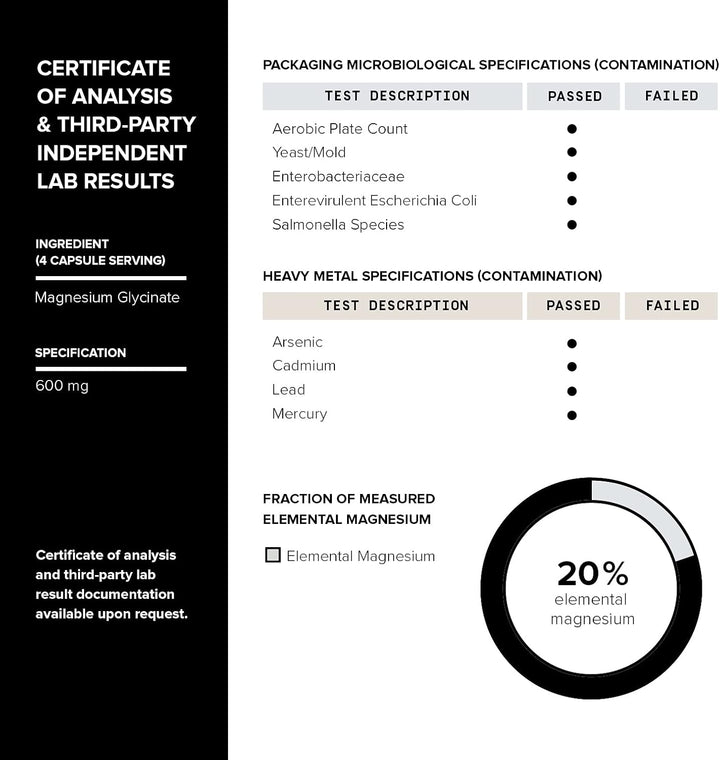 Toniiq 3,000Mg Ultra High Strength Magnesium Glycinate - 20% Purified to Contain 600Mg of Elemental Magnesium - Chelated and Bioavailable Magnesium Supplement - 240 Veggie Capsules