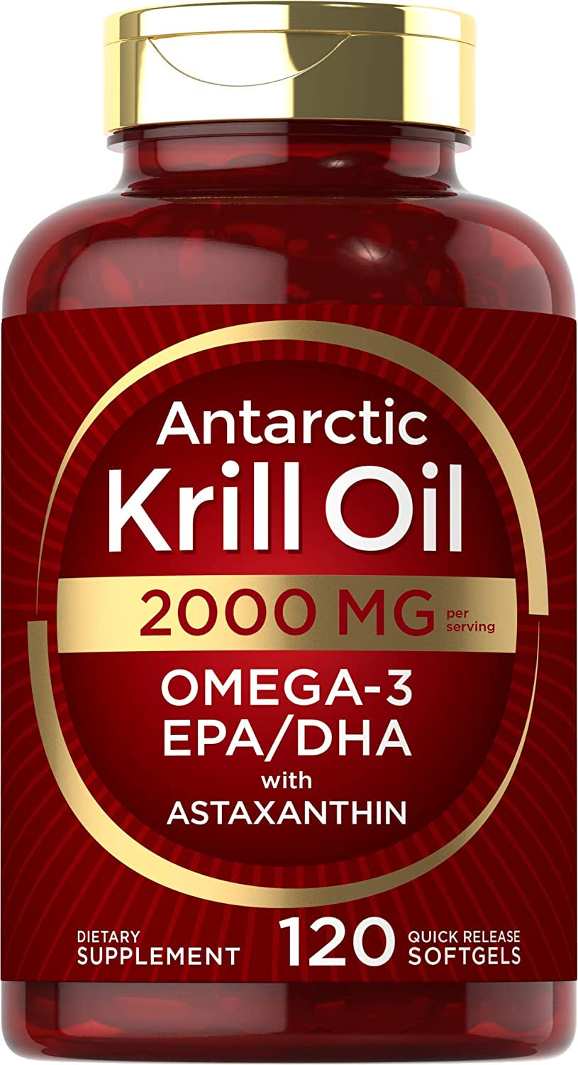 Carlyle Antarctic Krill Oil 2000 Mg 120 Softgels | Omega-3 EPA, DHA, with Astaxanthin Supplement Sourced from Red Krill | Maximum Strength | Laboratory Tested