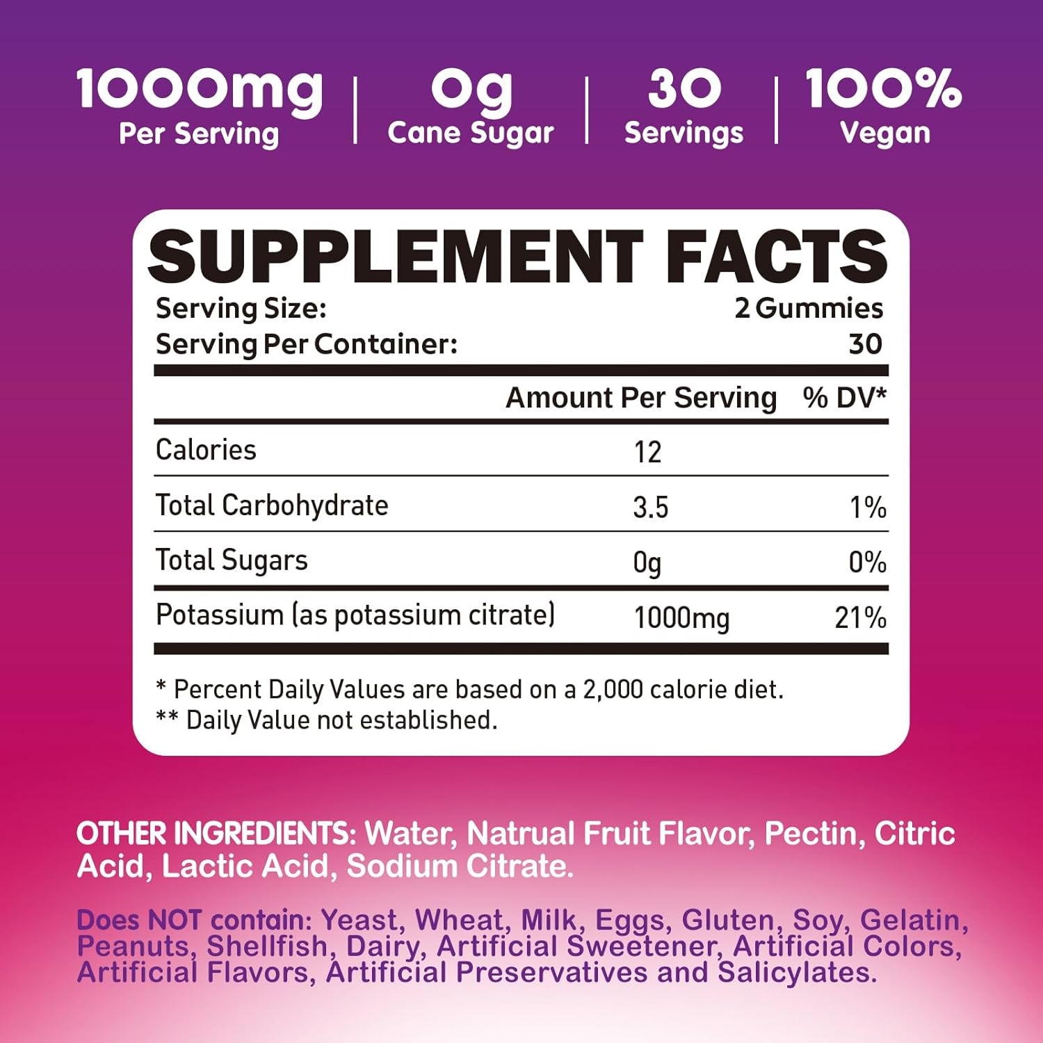 Potassium Citrate 1000Mg Gummies, Potassium Supplement for Adults Women & Men, Support Leg Cramps & Muscle Health, 120 Chewables