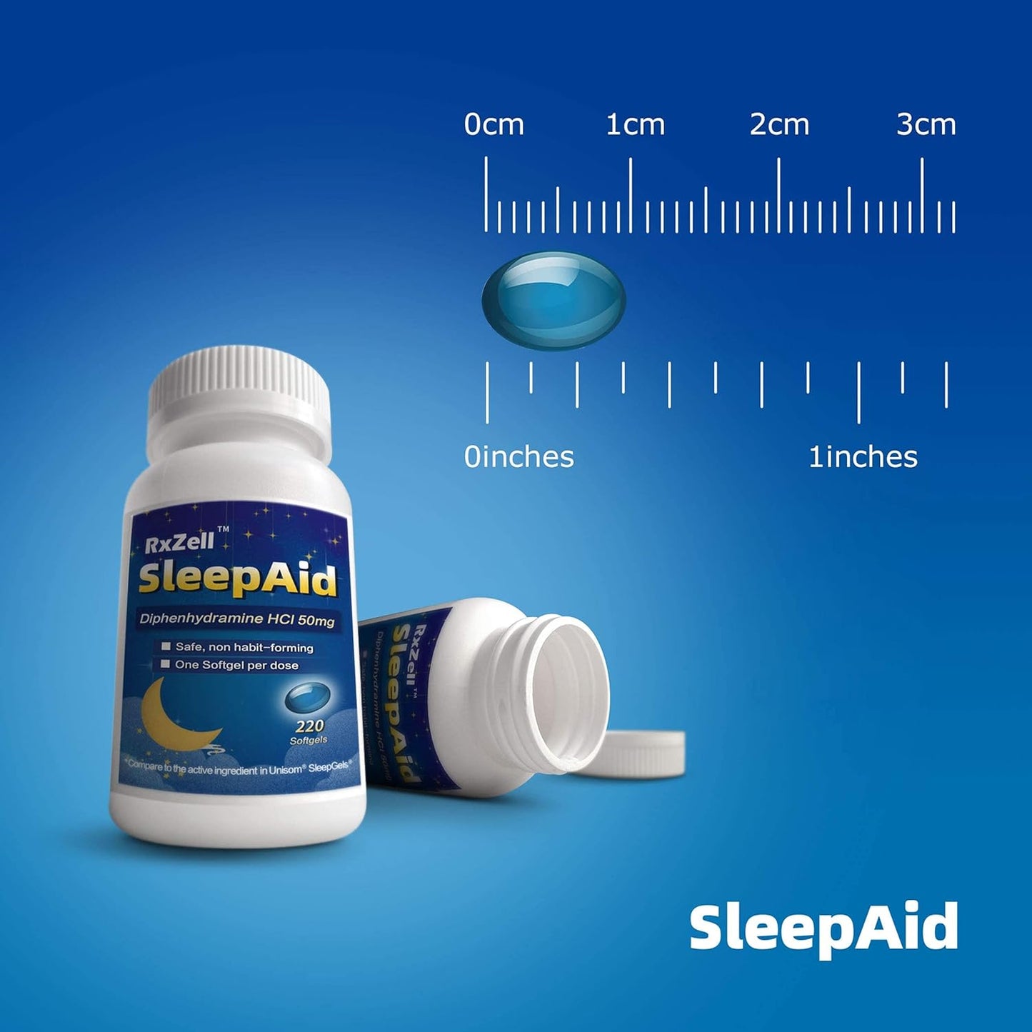 Sleep Aid, Diphenhydramine Hcl 50Mg, 220 Softgels - Fall Asleep Faster, Deeper Restful Sleeping, Non Habit-Forming