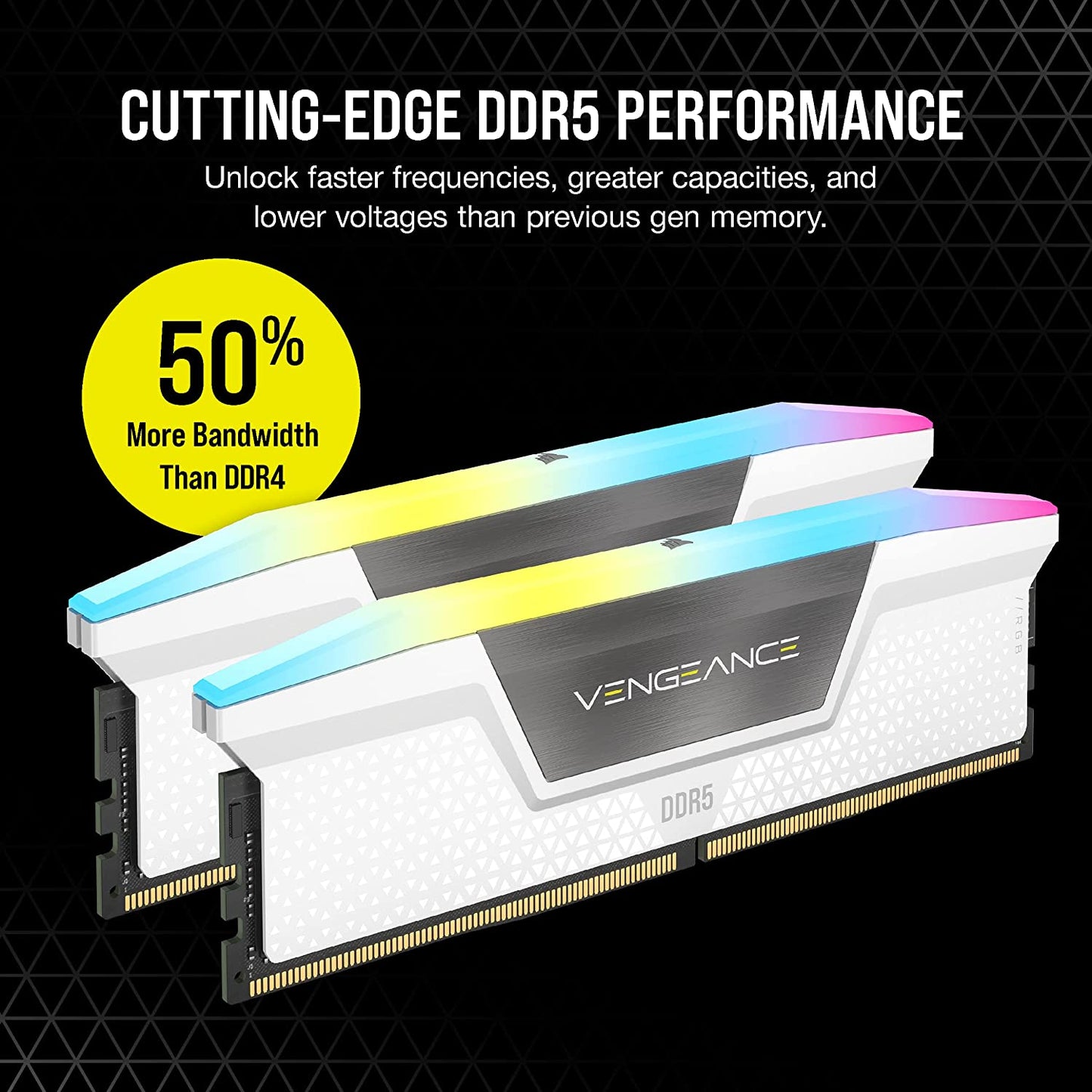 CORSAIR VENGEANCE RGB DDR5 RAM 32GB (2X16Gb) 6200Mhz CL36 Intel XMP Icue Compatible Computer Memory - White (CMH32GX5M2B6200C36W)