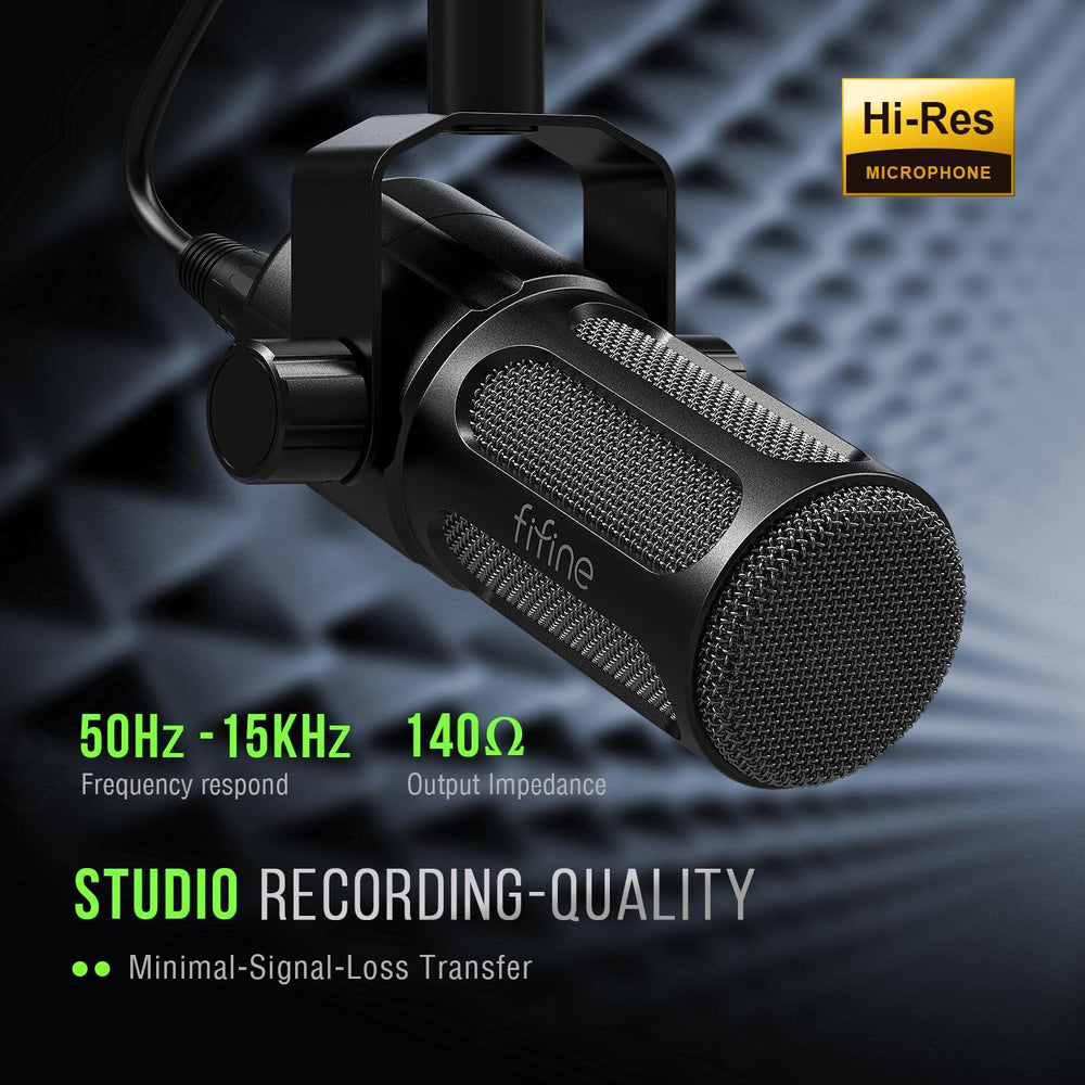 FIFINE XLR Dynamic Microphone, Studio Vocal Mic for Recording, All Metal XLR Podcast Microphone with Mid-Boost, Low-Cut Filter for Voice-Over, Compatible with Mixer/Audio Interface-Amplitank TANK1