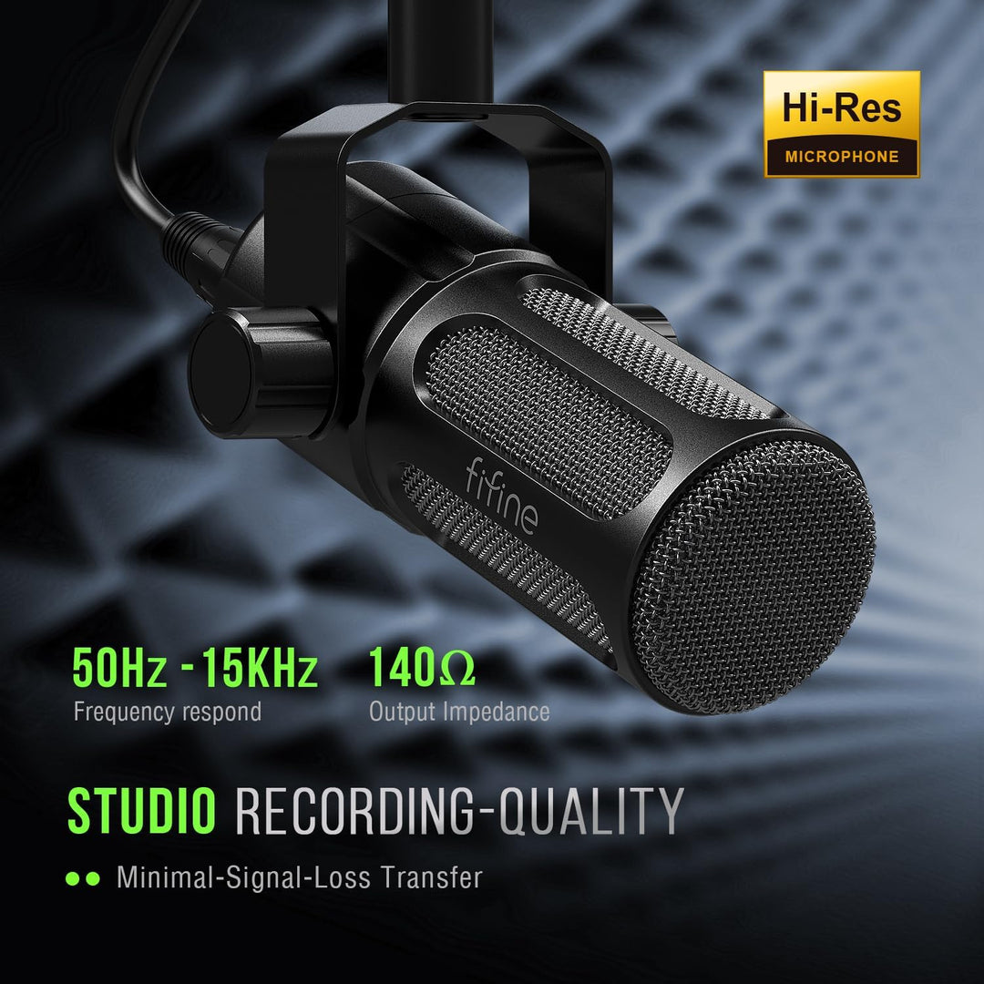 FIFINE XLR Dynamic Microphone, Studio Vocal Mic for Recording, All Metal XLR Podcast Microphone with Mid-Boost, Low-Cut Filter for Voice-Over, Compatible with Mixer/Audio Interface-Amplitank TANK1