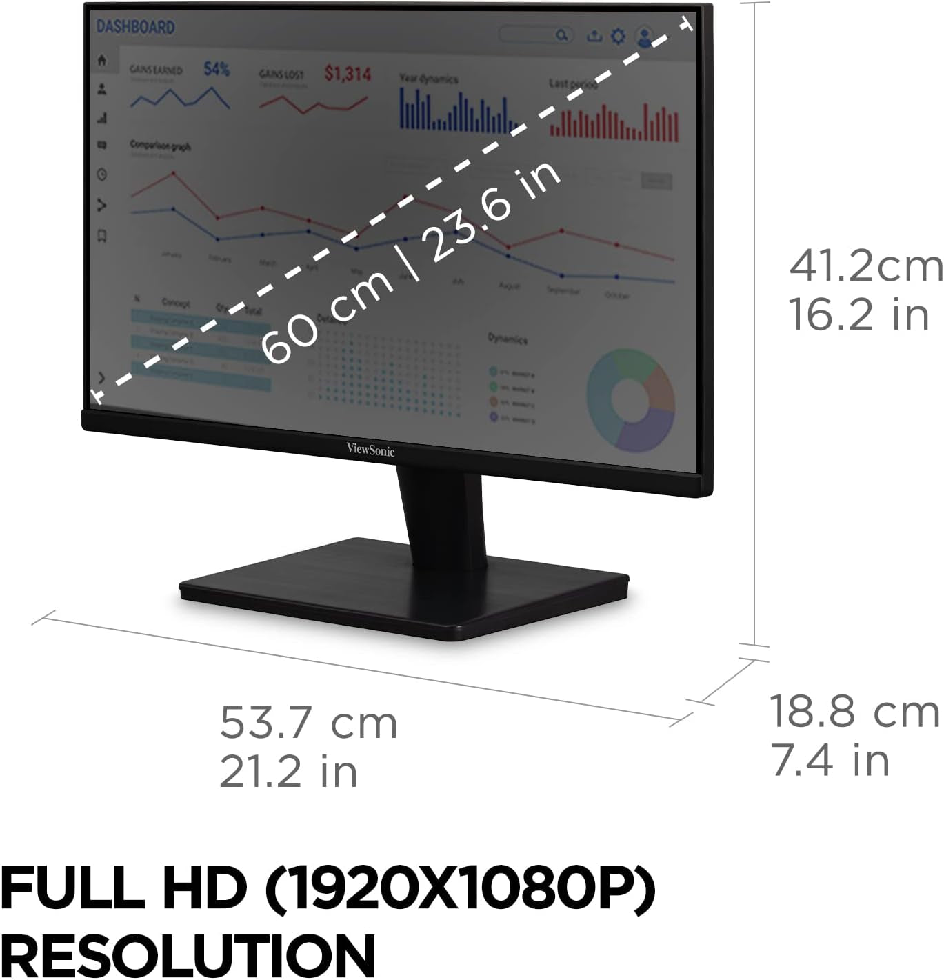 Viewsonic VS2447M 24 Inch 1080P Monitor with 75Hz, Freesync, Thin Bezels, Eye Care, HDMI, VGA Inputs for Home and Office