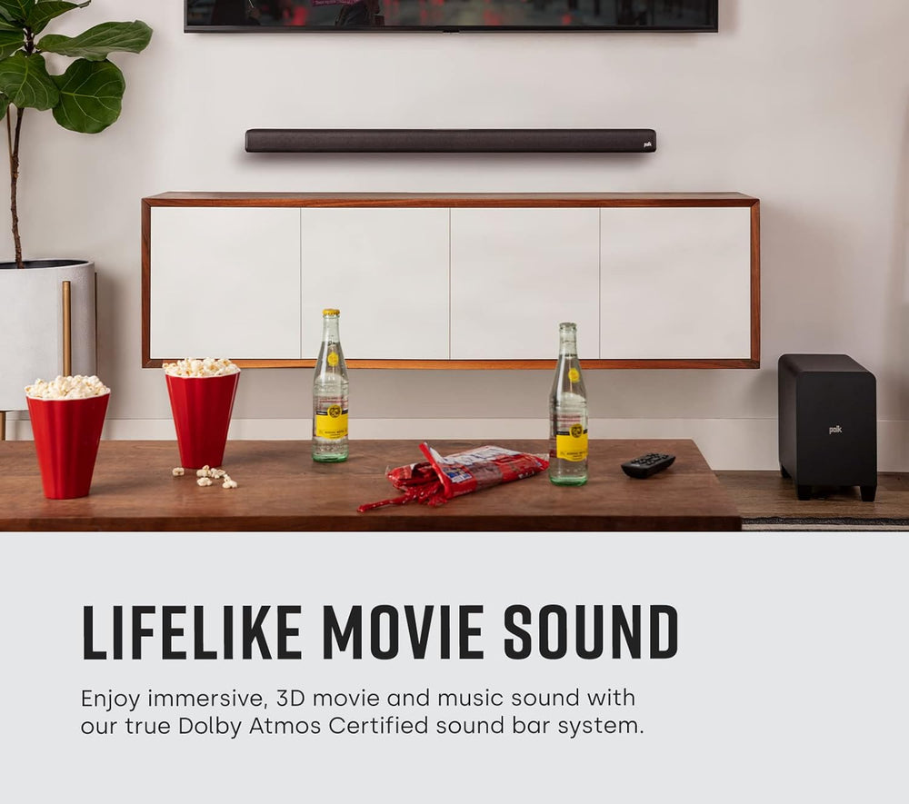 Polk Audio Signa S4 Sound Bar with Wireless Subwoofer - Dolby Atmos 3D Audio, Exclusive Voiceadjust & Bassadjust Technology, HDMI Earc, Works with 8K, 4K & HD Tvs, Bluetooth, Wireless Streaming