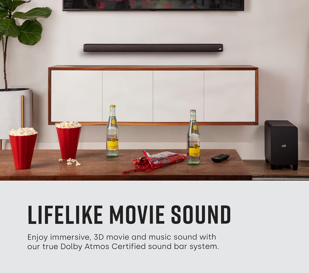 Polk Audio Signa S4 Sound Bar with Wireless Subwoofer - Dolby Atmos 3D Audio, Exclusive Voiceadjust & Bassadjust Technology, HDMI Earc, Works with 8K, 4K & HD Tvs, Bluetooth, Wireless Streaming