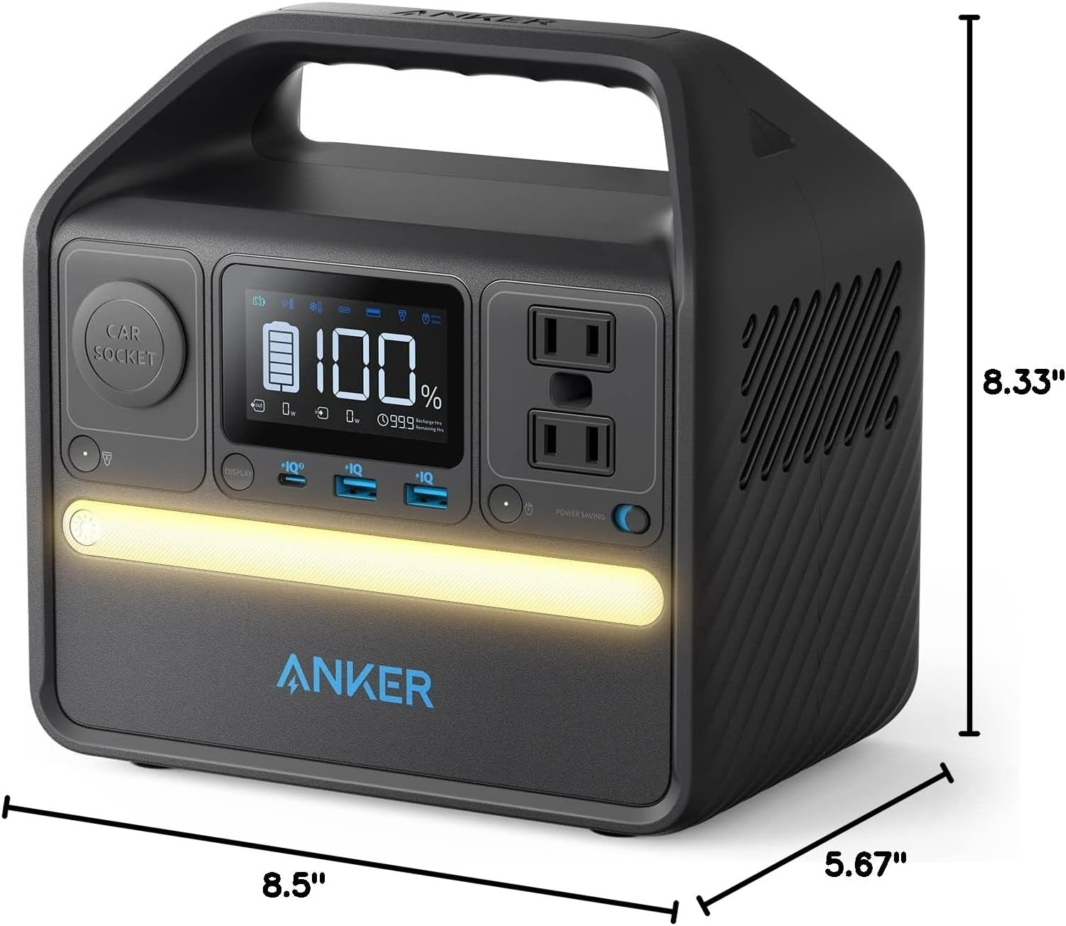 Anker 521 Portable Power Station Upgraded with Lifepo4 Battery, 256Wh 6-Port Powerhouse, 300W (Peak 600W) Solar Generator (Solar Panel Optional), 2 AC Outlets, 60W USB-C PD Output, Outdoor Generator