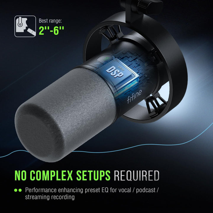 FIFINE K688 Podcast Microphone Kit, USB/XLR Dynamic Microphone with Boom Arm for PC/XLR Mixer, Gaming Mic with Mute Button, Headphone Jack for Vocal, Voice-Over, Streaming, Music Recording -K688CT