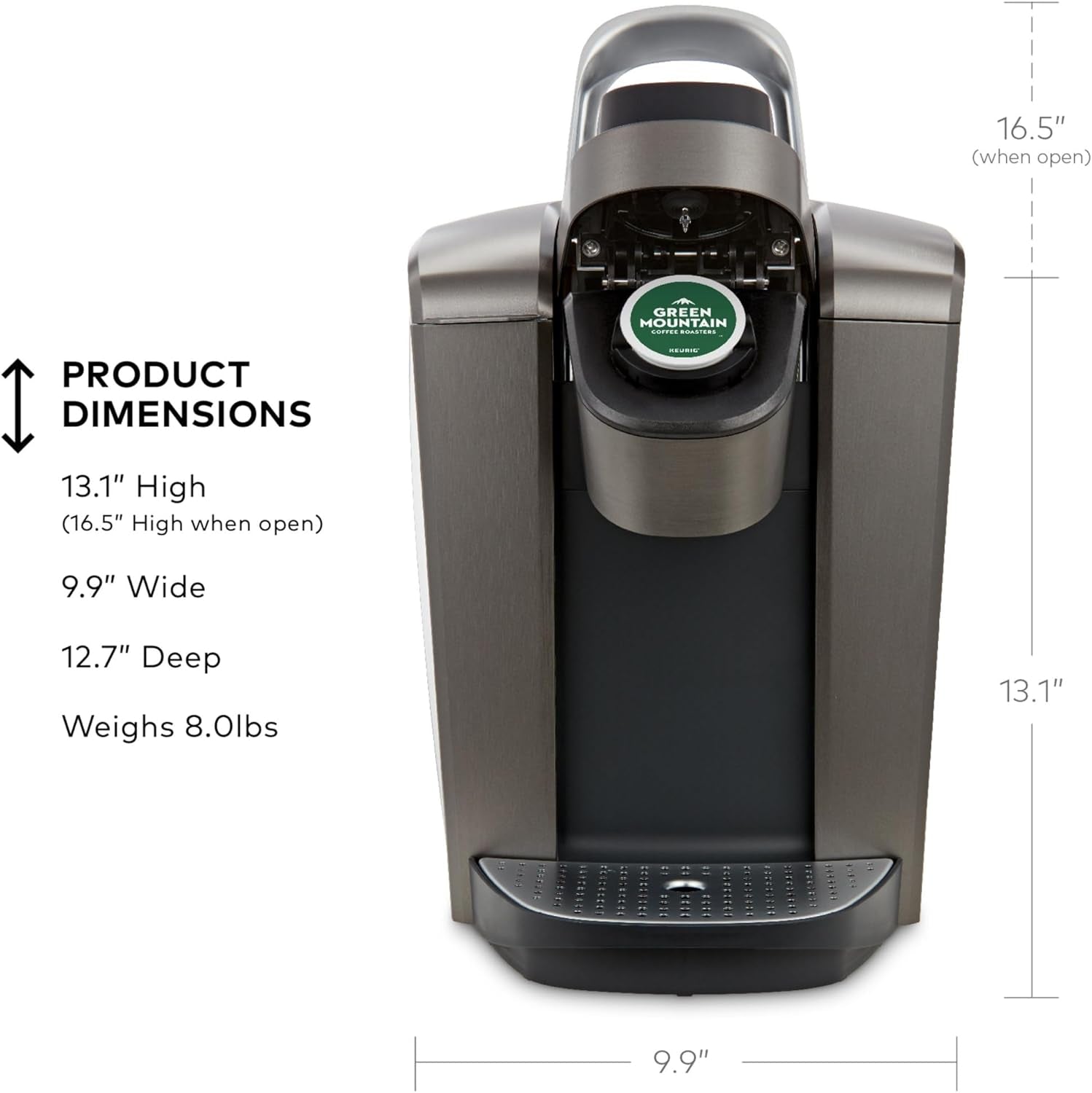 Keurig K-Elite Single Serve K-Cup Pod Coffee Maker, with Strength and Temperature Control, Iced Coffee Capability, 8 to 12Oz Brew Size, Programmable, Brushed Slate