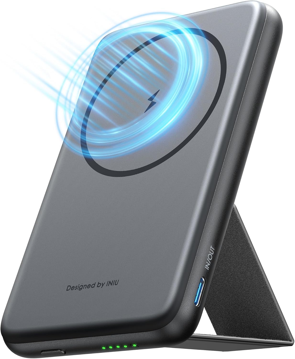INIU for Magsafe Portable Charger, Ultra Slim 5500Mah 20W Magnetic Power Bank with Foldable Stand, USB-C In&Out Wireless Battery Pack, for Iphone 16/16 Plus/16 Pro/16 Pro Max, Iphone 15/14/13/12