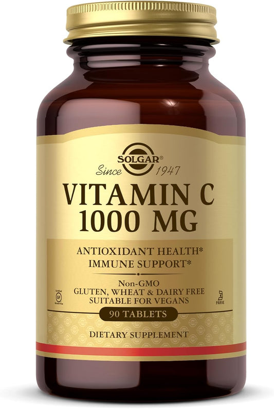 Solgar Vitamin C 1000 Mg, 90 Tablets - Antioxidant & Immune Support, Overall Health, Healthy Skin & Joints - Bioflavonoids Supplement - Non-Gmo, Vegan, Gluten Free, Kosher - 90 Servings