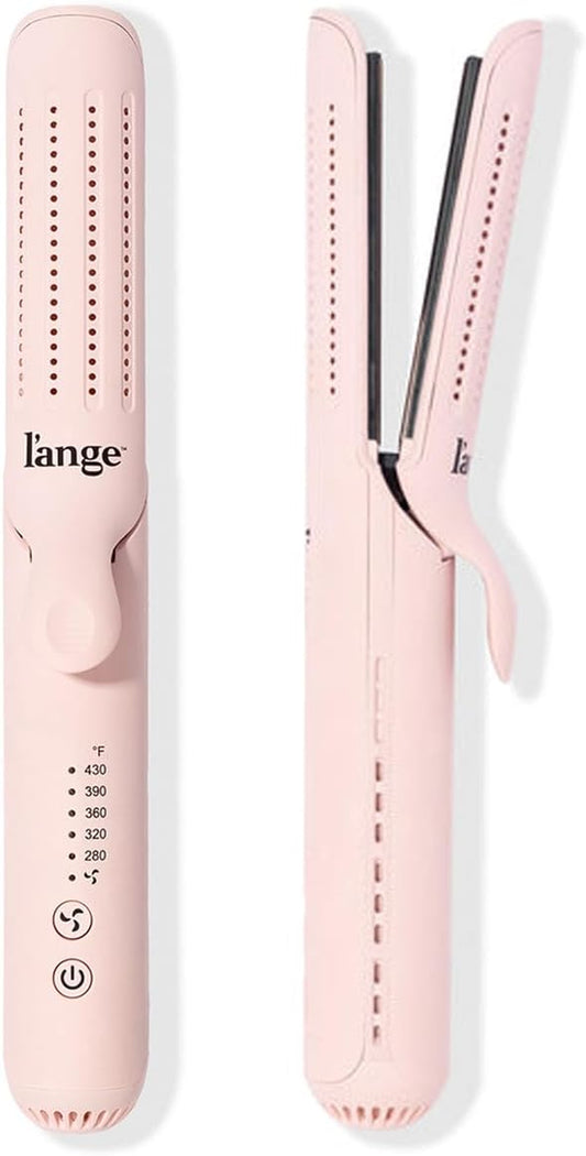 L'ANGE HAIR Le Duo Standard 360° Airflow Styler | 2-In-1 Curling Wand & Titanium Flat Iron Hair Straightener | Professional Hair Curler with Cooling Air Vents | Dual Voltage & Adjustable Temp (Blush)