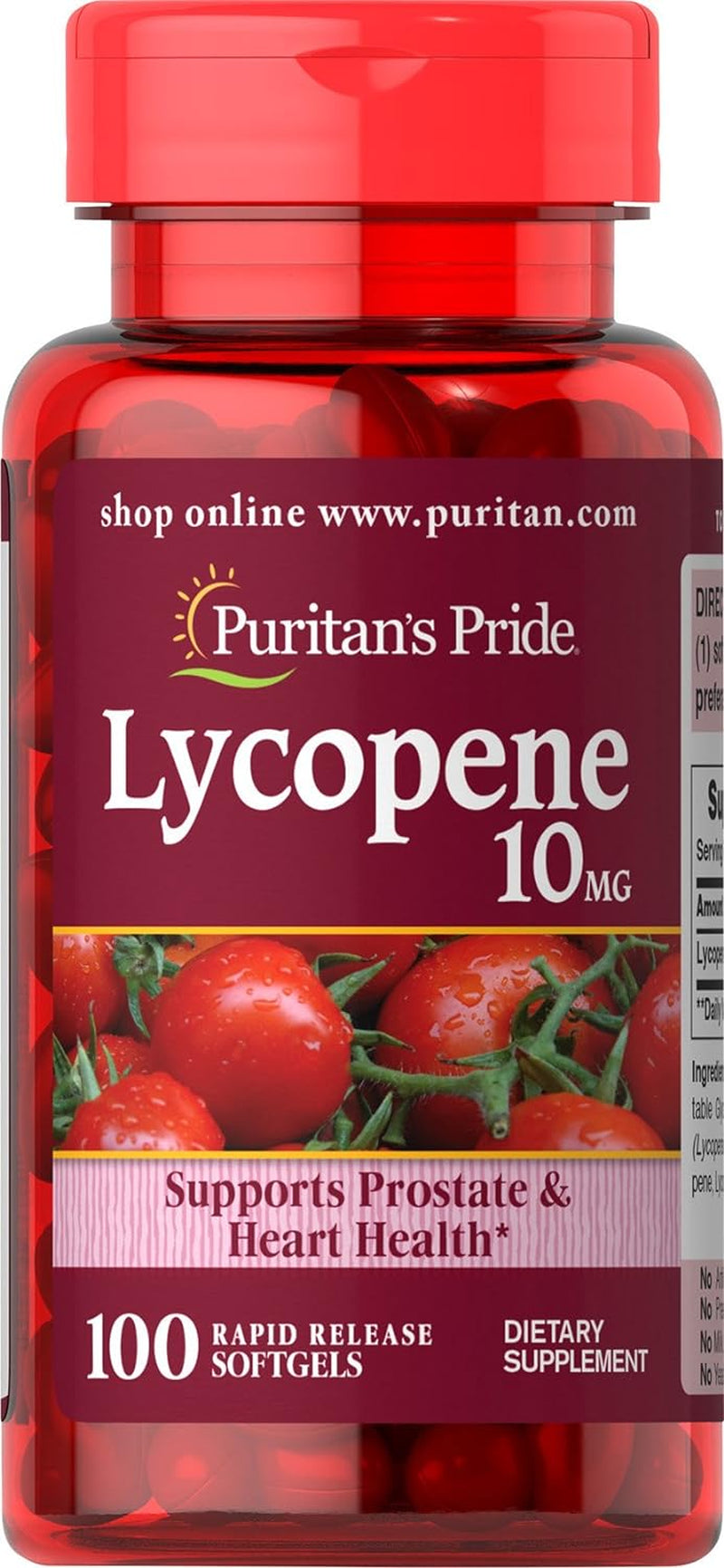 Puritan'S Pride Lycopene, Supplement for Prostate and Heart Health Support* 10 Mg Softgels, 100 Count