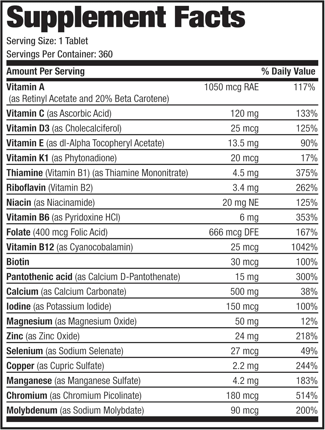 Bronson ONE Daily Women’S 50+ Complete Multivitamin Multimineral, 360 Tablets