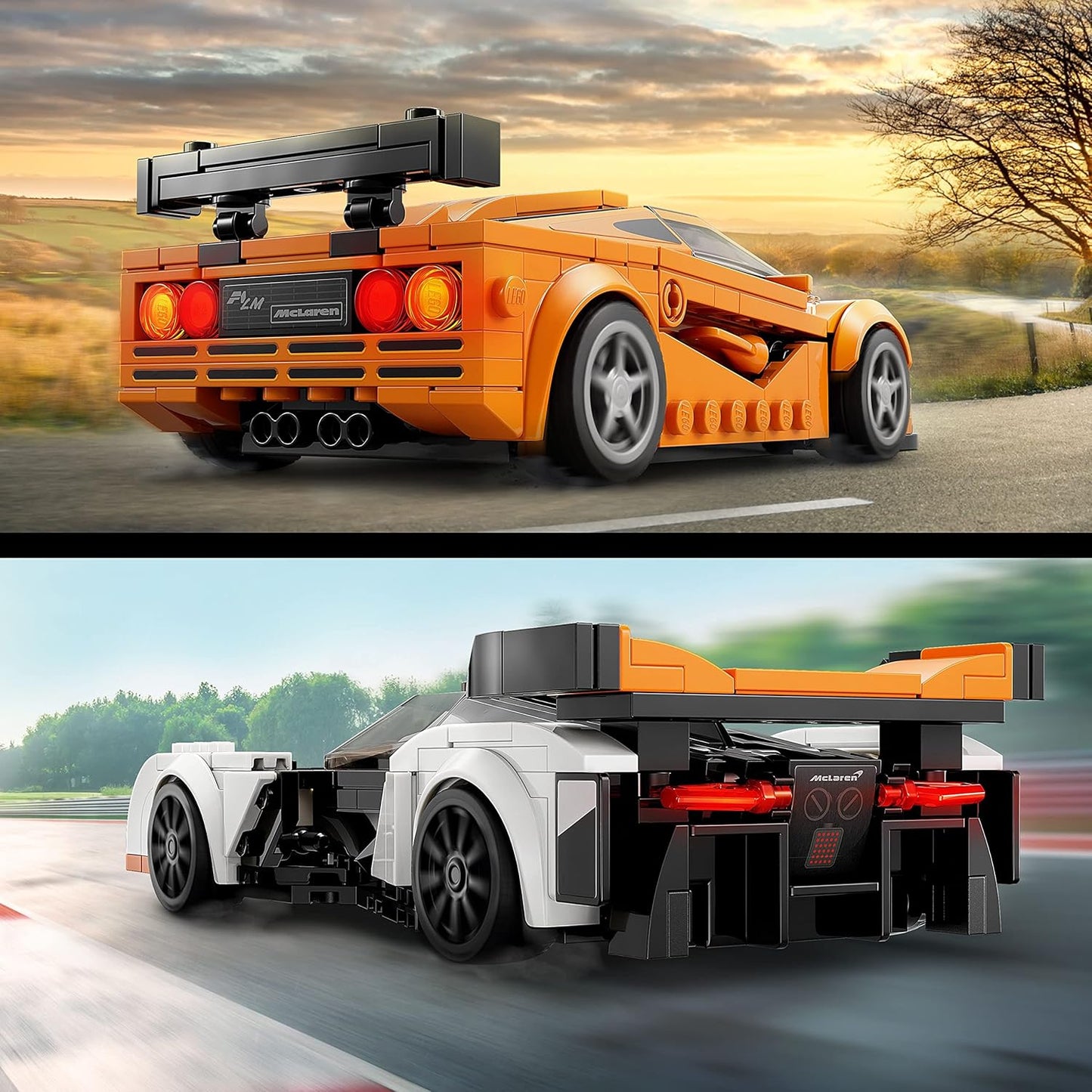 LEGO Speed Champions Mclaren Solus GT & Mclaren F1 LM 76918, Featuring 2 Iconic Race Car Toys, Hypercar Model Building Kit, Collectible 2023 Set, Great Kid-Friendly Gift for Boys and Girls Ages 9+