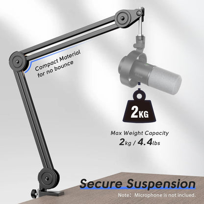 FIFINE Microphone Arm Stand-Heavy Duty Boom Arm, Suspension Scissor Adjustable Mic Stand with Desk Mount, 5/8" Screw, Cable Ties, for Recording Gaming Streaming Podcasting-Bm63