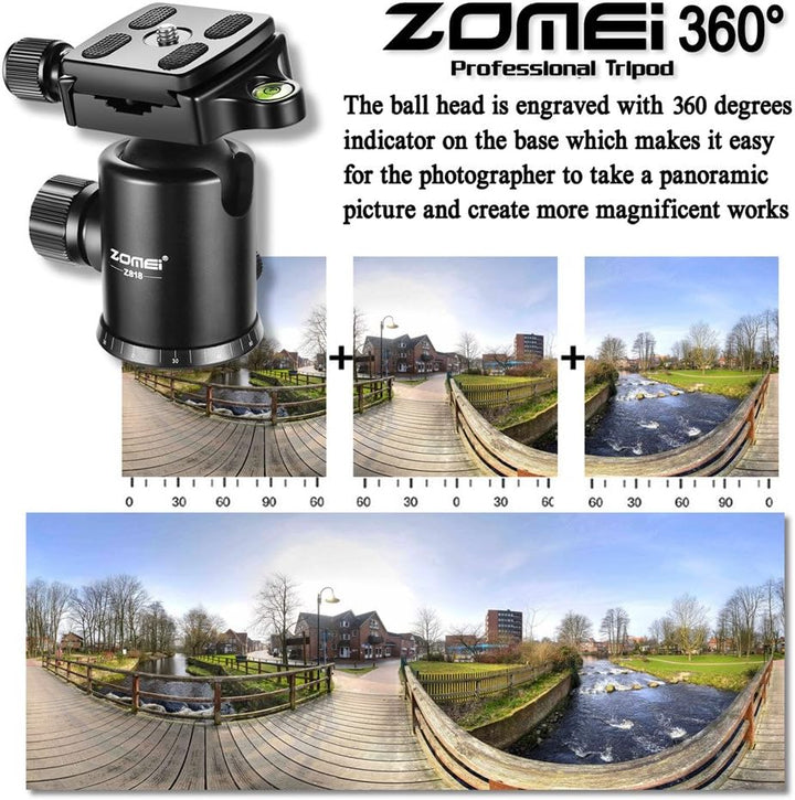 ZOMEI Tripod,Camera Tripod,Lightweight Camera Travel Z818 Tripod Aluminium Alloy Monopod with 360 Panorama Ball Head Quick Release Plate Ball for DSLR Canon Sony Nikon Cameras(Black)