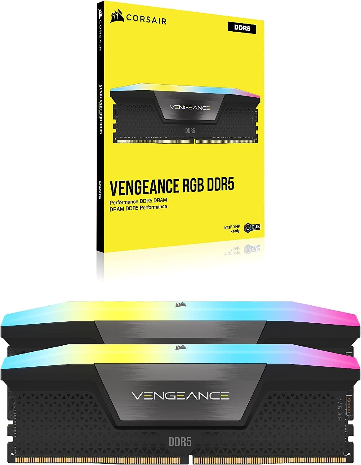 CORSAIR VENGEANCE RGB DDR5 RAM 32GB (2X16Gb) 6400Mhz CL36-48-48-104 1.35V Intel XMP Desktop Computer Memory - Black (CMH32GX5M2B6400C36)