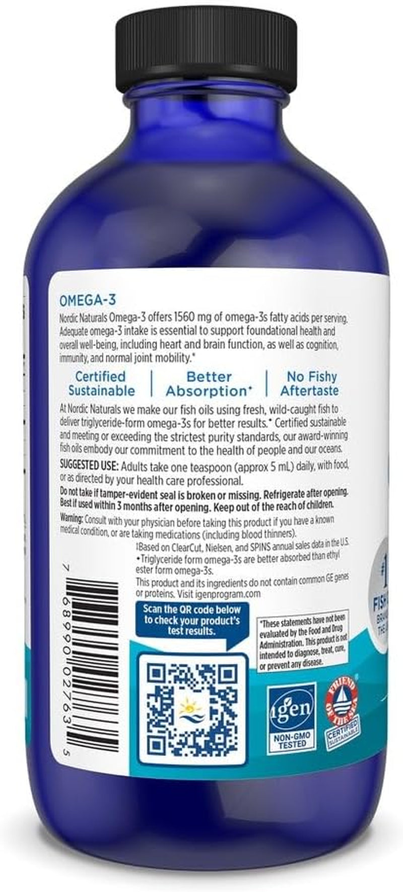 Nordic Naturals Omega-3, Lemon Flavor - 8 Oz - 1560 Mg Omega-3 - Fish Oil - EPA & DHA - Immune Support, Brain & Heart Health, Optimal Wellness - Non-Gmo - 48 Servings