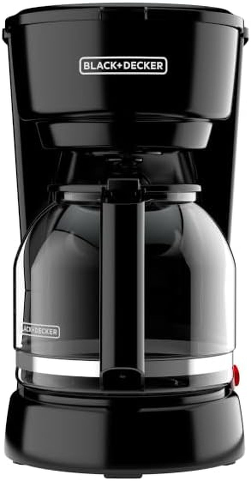 BLACK+DECKER 12-Cup Coffee Maker with Easy On/Off Switch, Easy Pour, Non-Drip Carafe with Removable Filter Basket, Vortex Technology, Black