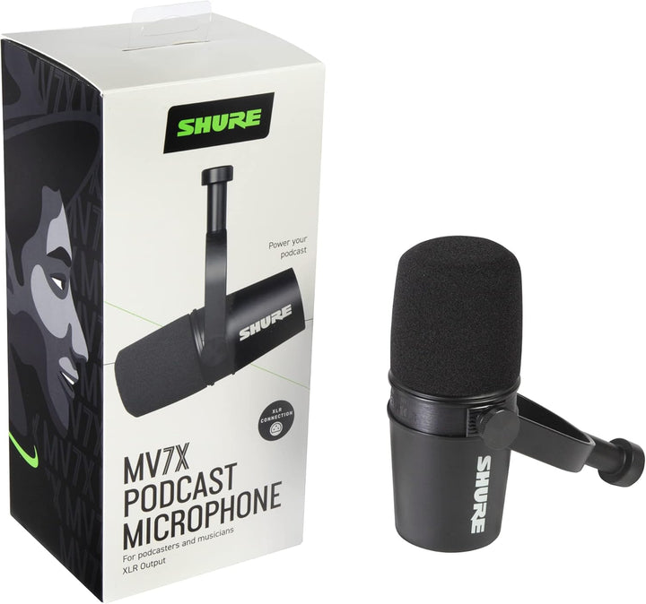Shure MV7X Microphone - XLR Only Pro Quality Dynamic Mic for Podcasting & Vocal Recording, Voice-Isolating Technology, All Metal Construction, Mic Stand Compatible, Optimized Frequency - Black