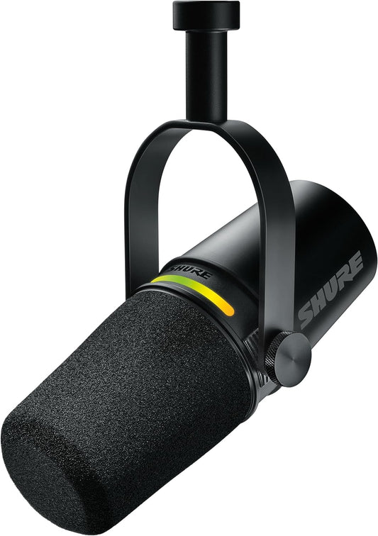 Shure MV7+ Podcast Dynamic Microphone. OBS Certified, Enhanced Audio, LED Touch Panel, USB-C & XLR Outputs, Auto Level Mode, Digital Pop Filter, Reverb Effects, Podcasting, Streaming, Recording -Black