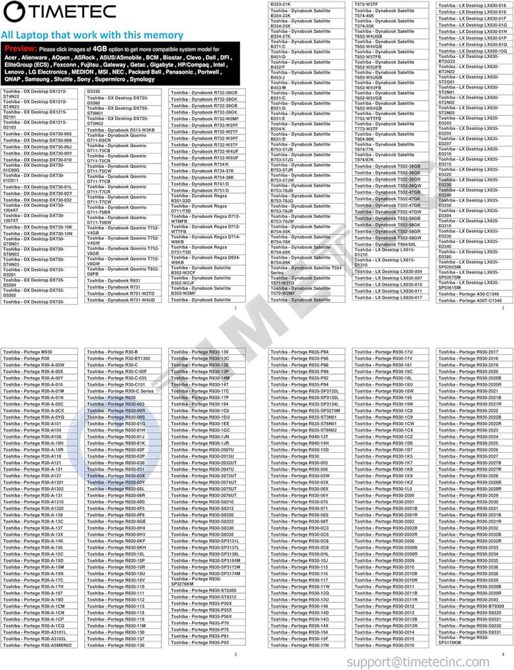 Timetec 8GB Kit(2X4Gb) DDR3L / Ddr31866Mhz PC3L-14900 / PC3-14900 Non-Ecc Unbuffered 1.35V / 1.5V CL13 1Rx8 Single Rank 204 Pin SODIMM Laptop Notebook PC Computer Memory RAM Module Upgrade