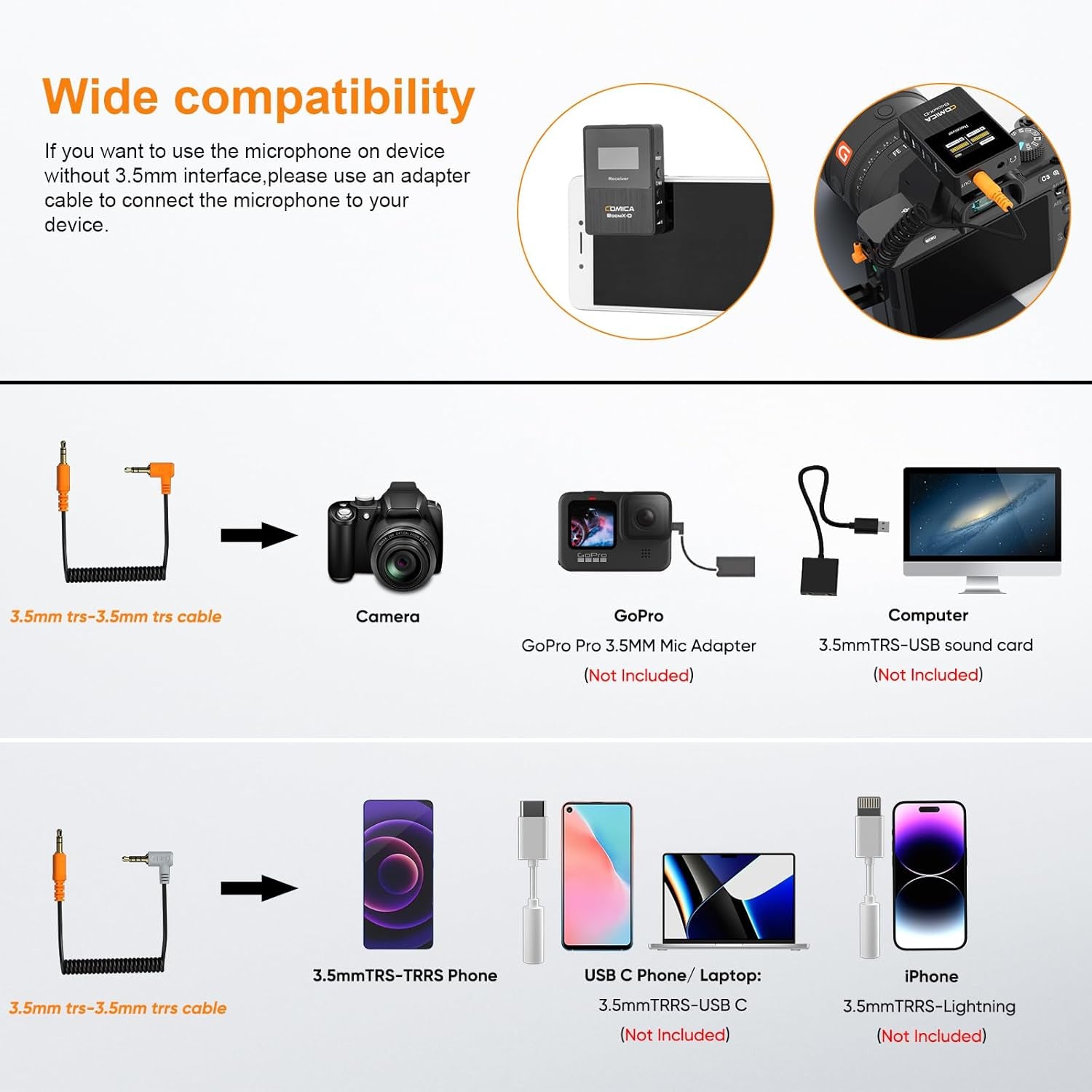 COMICA Boomx-D2 Wireless Lavalier Microphone, 2.4G Dual Lapel Mic with 2 Transmitters, Noise Cancellation, 656Ft Range, Compatible with Iphone, Android, Camera, for Youtube Video Recording Streaming