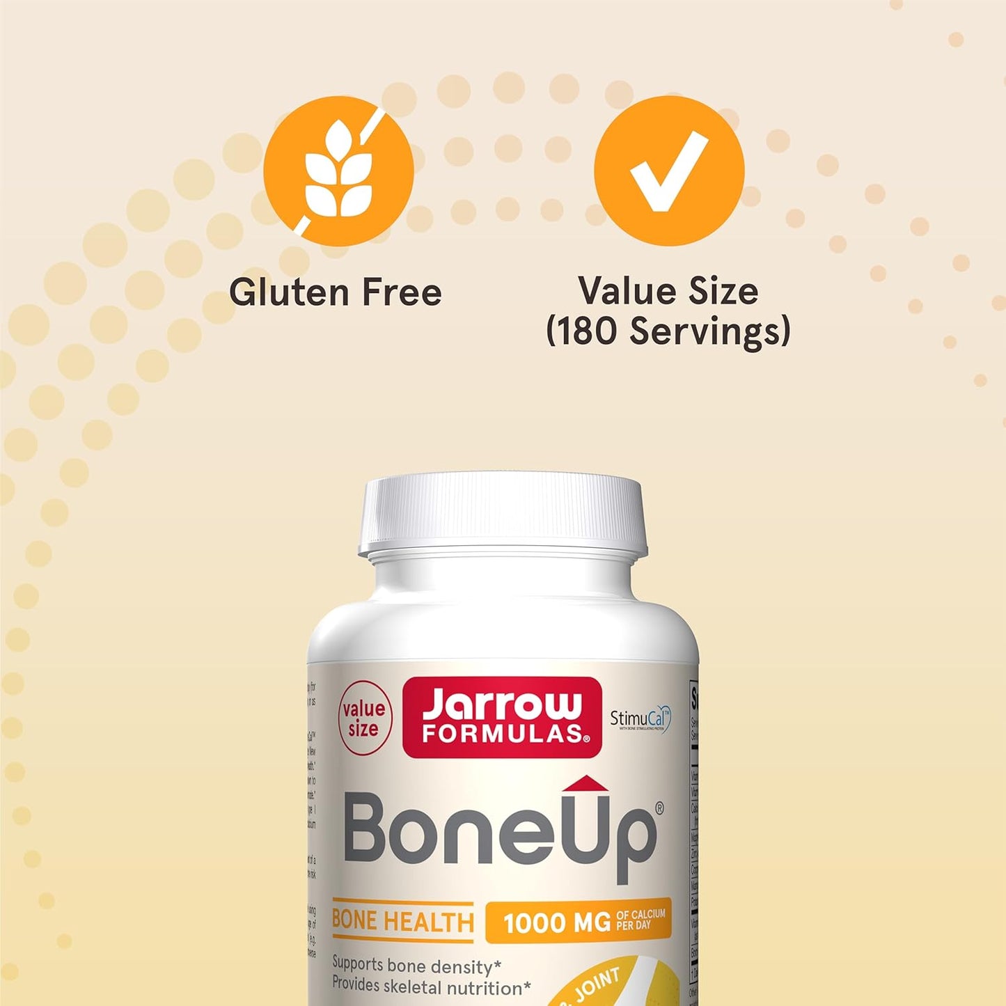 Jarrow Formulas Boneup - 360 Capsules - 180 Servings - for Bone Support & Skeletal Nutrition - Includes Naturally Derived Vitamin D3, K2 (As MK-7) & 1000 Mg Calcium - Gluten Free - Non-Gmo