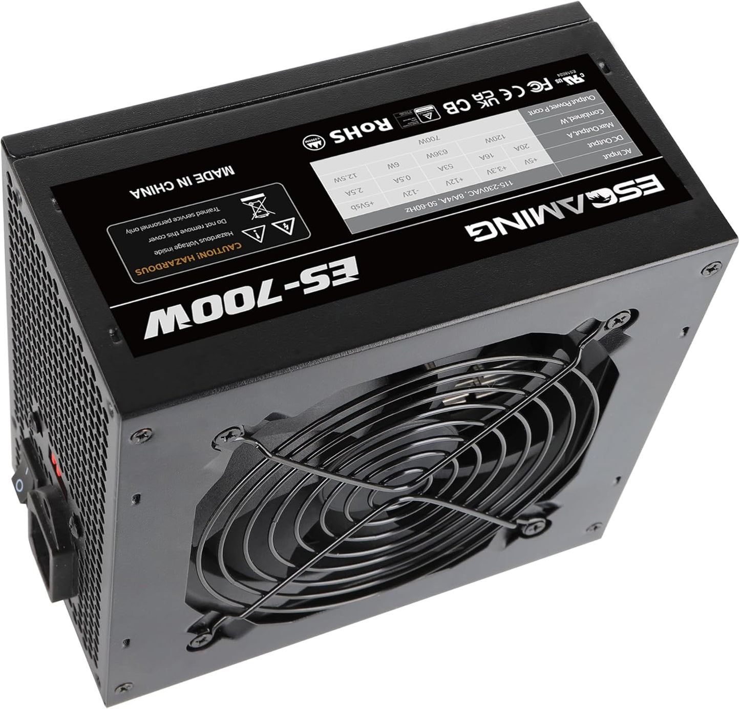 700W ATX Power Supply Non Modular PSU with 4+4 Pin Connectors Auto-Thermally Controlled 120Mm Fan, 115/220V Switch