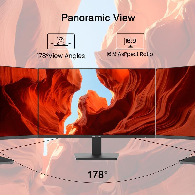 SANSUI Monitor 24 Inch 100Hz PC Monitor, HDMI VGA Ports VESA Mount, FHD Computer Monitor Ultra-Slim Ergonomic Tilt Eye Care for Home Office (ES-24F2, HDMI Cable Included)