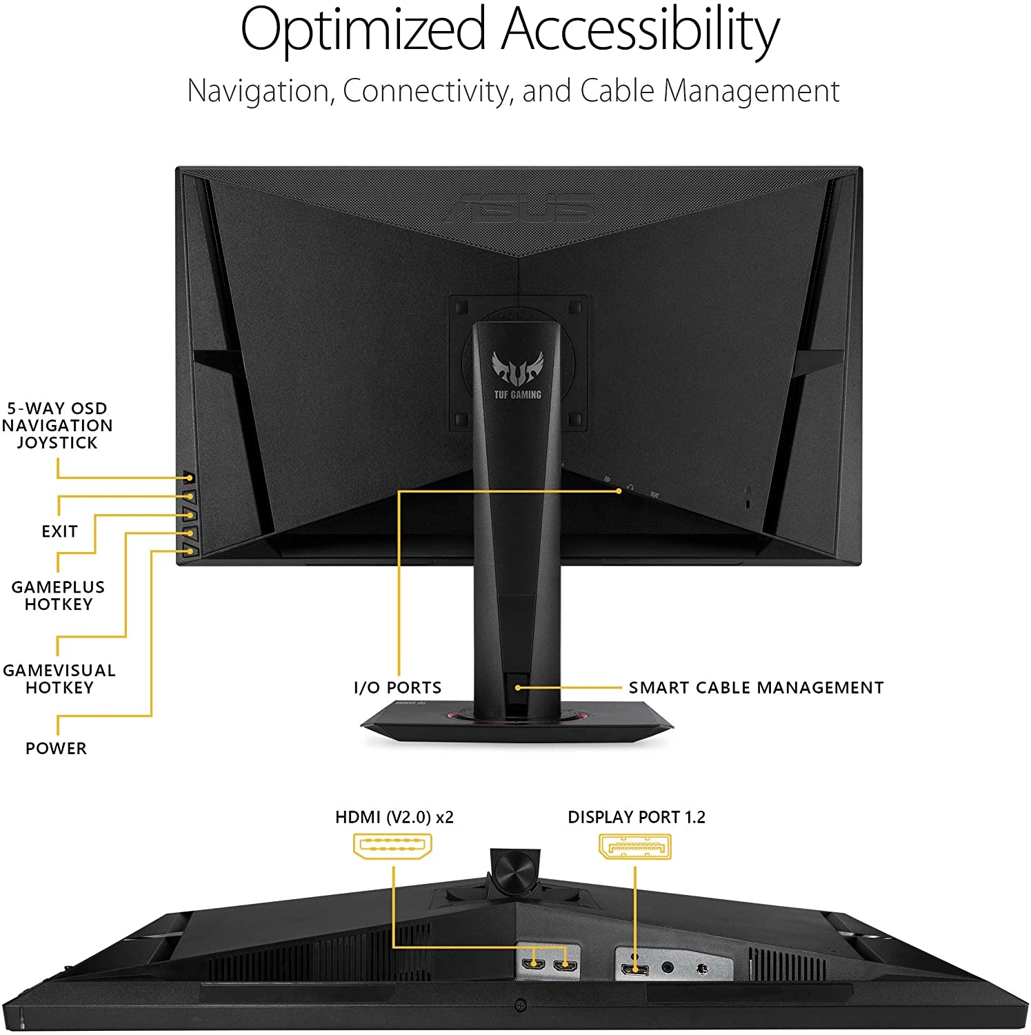 ASUS TUF Gaming 27" 2K HDR Gaming Monitor (VG27AQ) - QHD (2560 X 1440), 165Hz (Supports 144Hz), 1Ms, Extreme Low Motion Blur, Speaker, G-SYNC Compatible, VESA Mountable, Displayport, HDMI ,Black