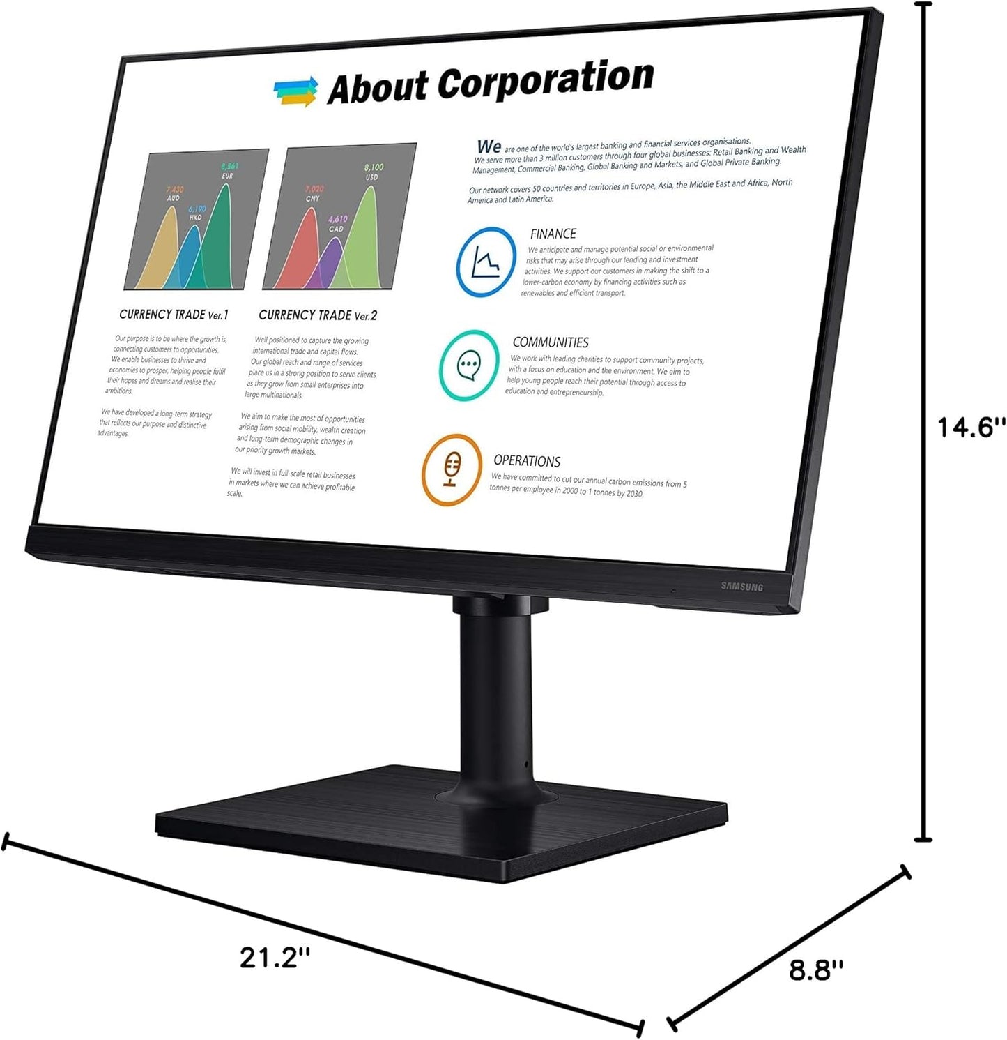 SAMSUNG FT45 Series 24-Inch FHD 1080P Computer Monitor, 75Hz, IPS Panel, HDMI, Displayport, USB Hub, Height Adjustable Stand, 3 Yr WRNTY (Lf24T454Fqnxgo),Black