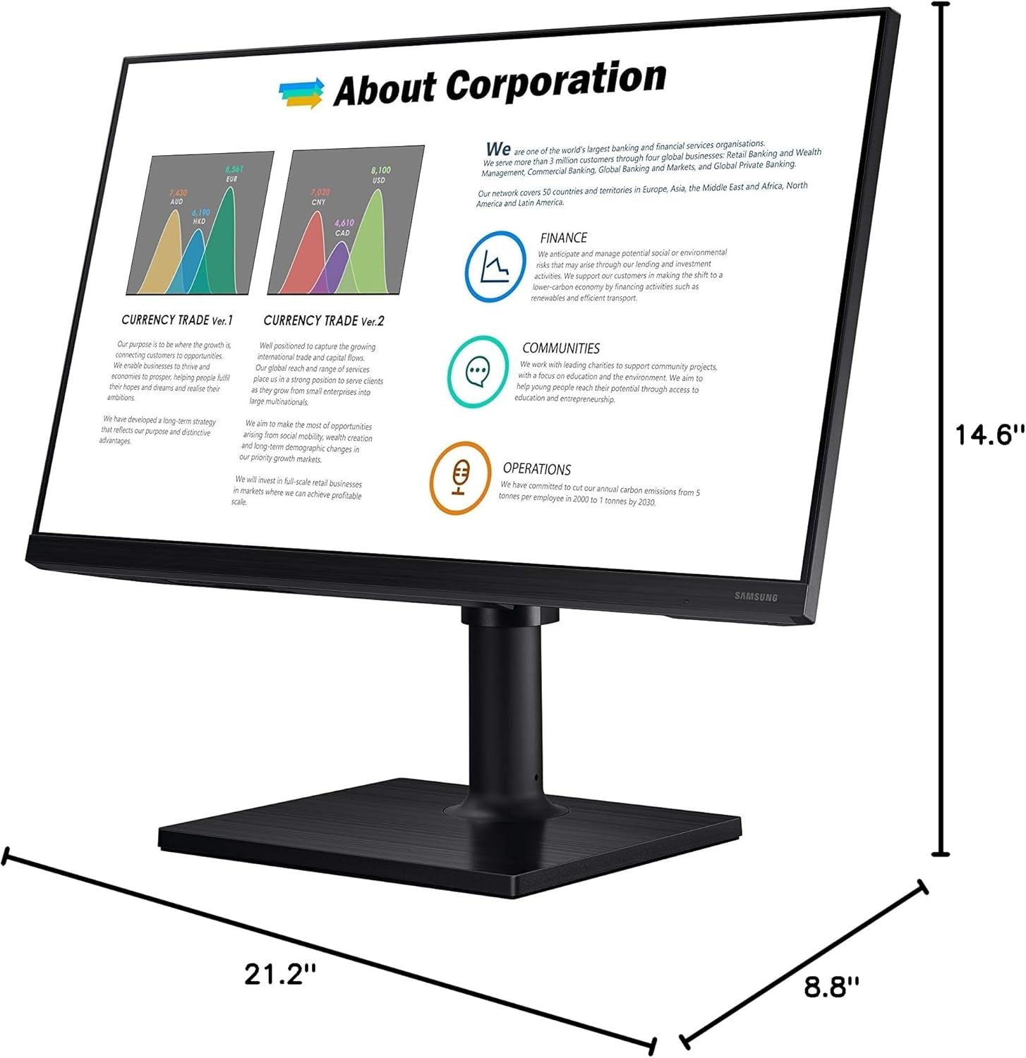 SAMSUNG FT45 Series 24-Inch FHD 1080P Computer Monitor, 75Hz, IPS Panel, HDMI, Displayport, USB Hub, Height Adjustable Stand, 3 Yr WRNTY (Lf24T454Fqnxgo),Black