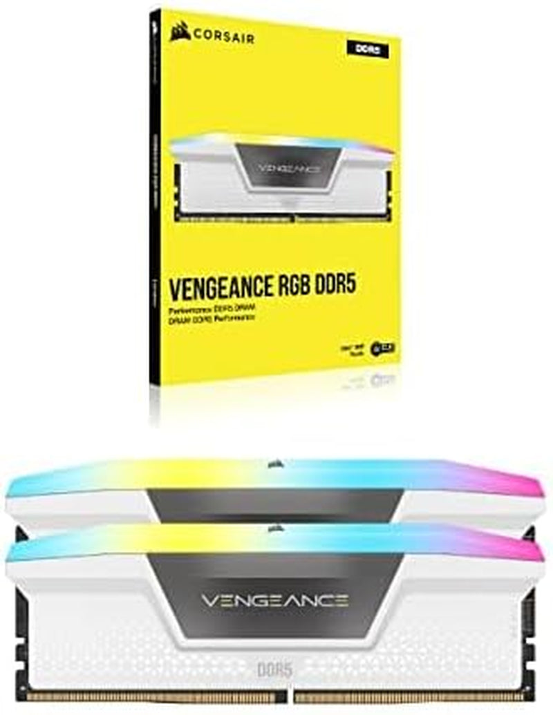 CORSAIR VENGEANCE RGB DDR5 RAM 32GB (2X16Gb) 6200Mhz CL36 Intel XMP Icue Compatible Computer Memory - White (CMH32GX5M2B6200C36W)