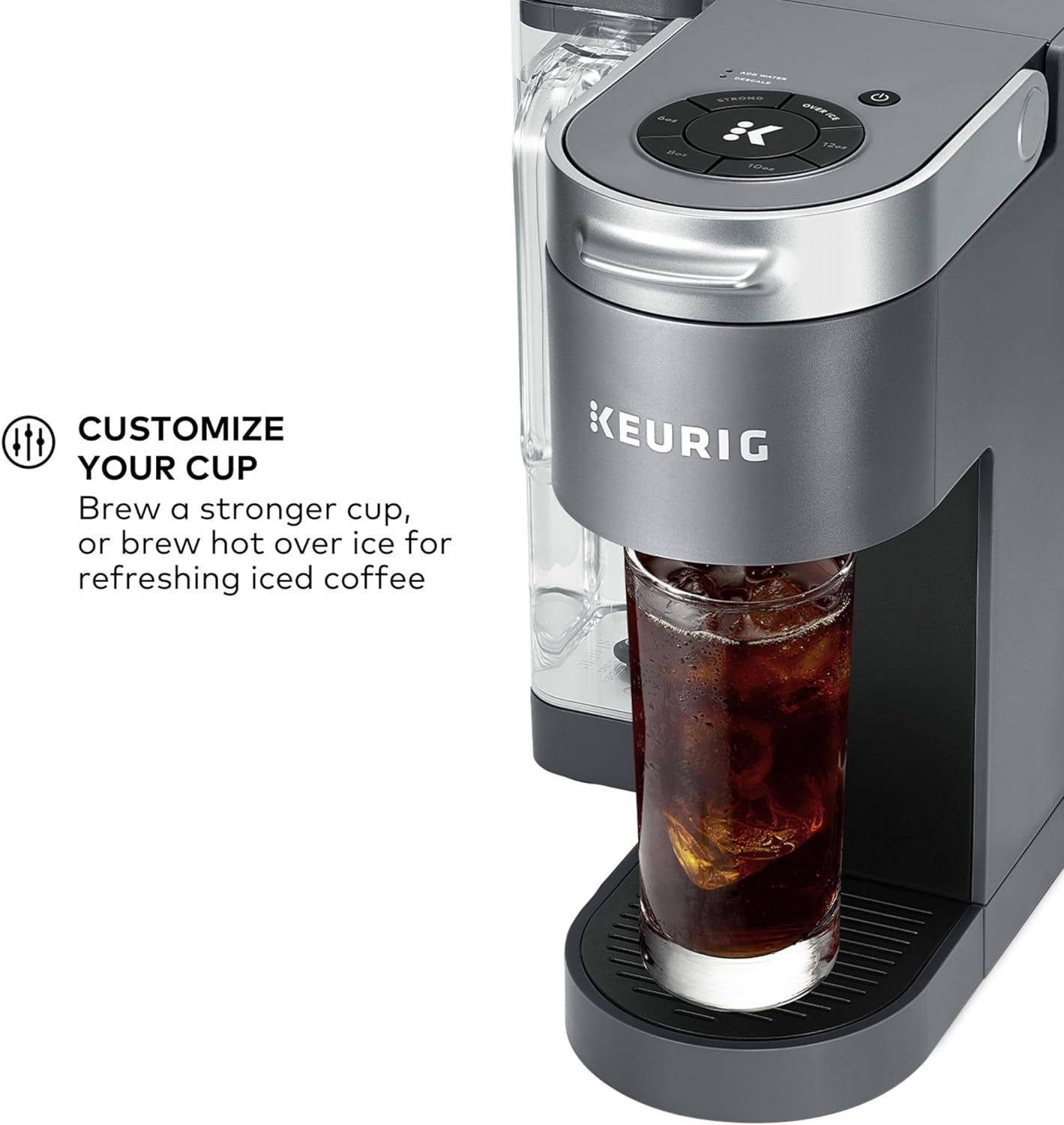 Keurig K-Supreme Single Serve K-Cup Pod Coffee Maker, Multistream Technology, 4 Brew Sizes, 66Oz Dual-Position Removable Reservoir, Gray