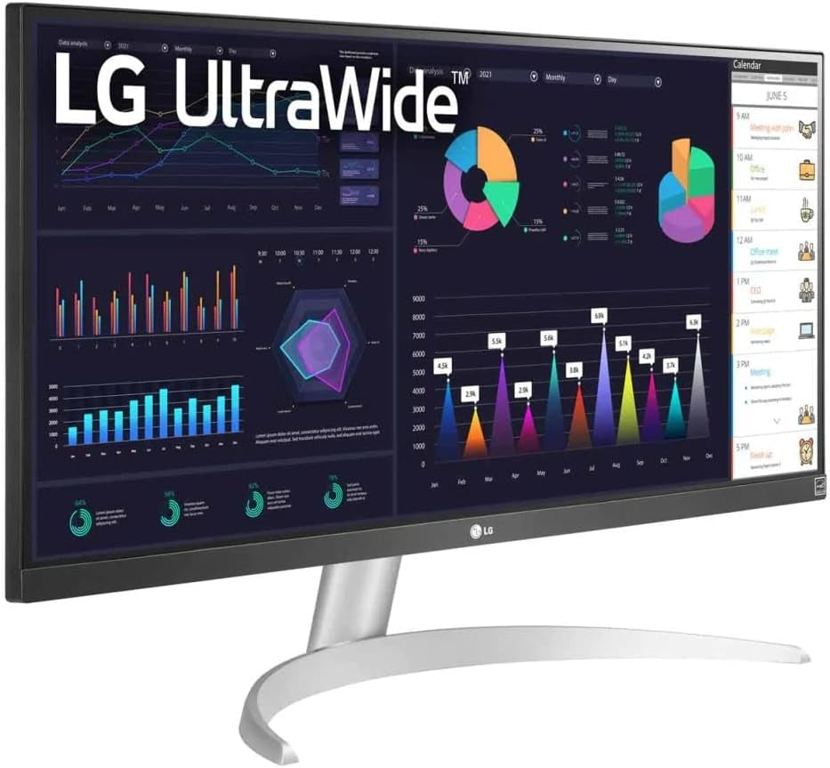 LG Ultrawide FHD 29-Inch Computer Monitor 29WQ600-W, IPS with HDR 10 Compatibility, AMD Freesync, and USB Type-C, White/Silver