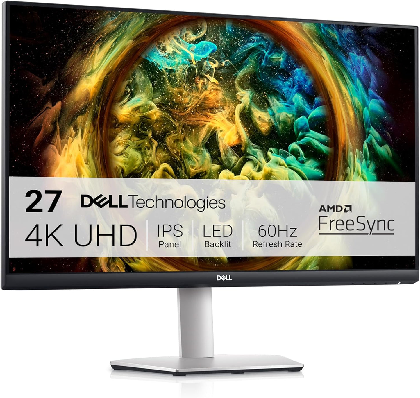 Dell S2721QS Monitor 27 Inch, 4K UHD (3840 X 2160) IPS Display, Ultra-Thin Bezel, AMD Freesync, HDMI, Displayport, VESA Certified - Silver