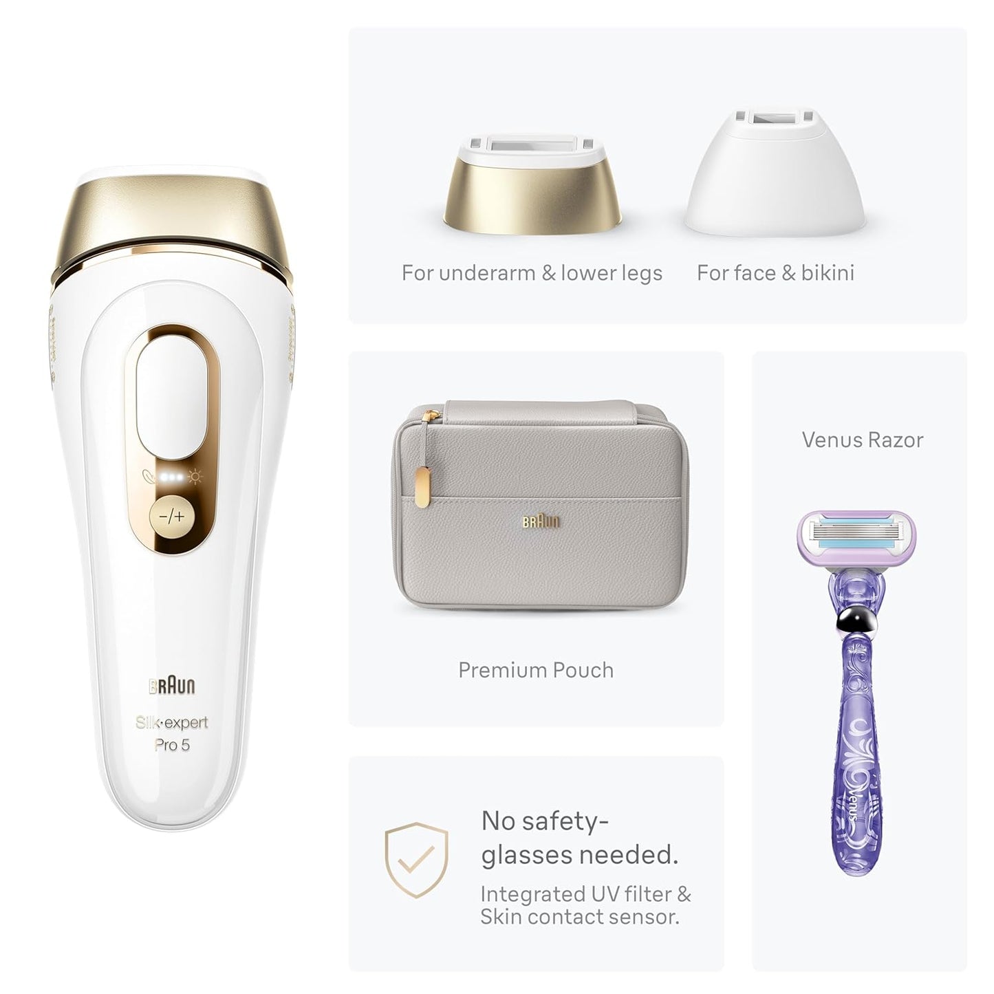 IPL Silk·Expert Pro 5 PL5157, at Home Laser Hair Removal, Latest Generation IPL, Holiday Gifts for Women and Men, At-Home Hair Removal System with Soft Pouch and Precision Head