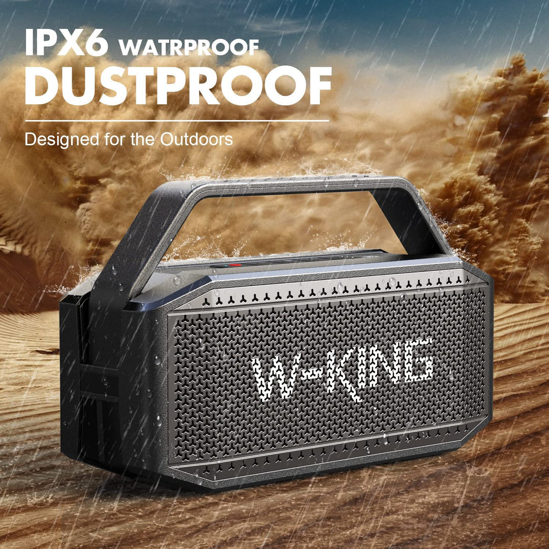 W-KING Bluetooth Speaker- 100W Peak 60W RMS Deep Bass, IPX6 Portable Waterproof Loud Bluetooth Speakers Wireless with Subwoofer, 40H/Power Bank/Tf/Aux/Eq, Party Boombox Outdoor Large Bluetooth Speaker