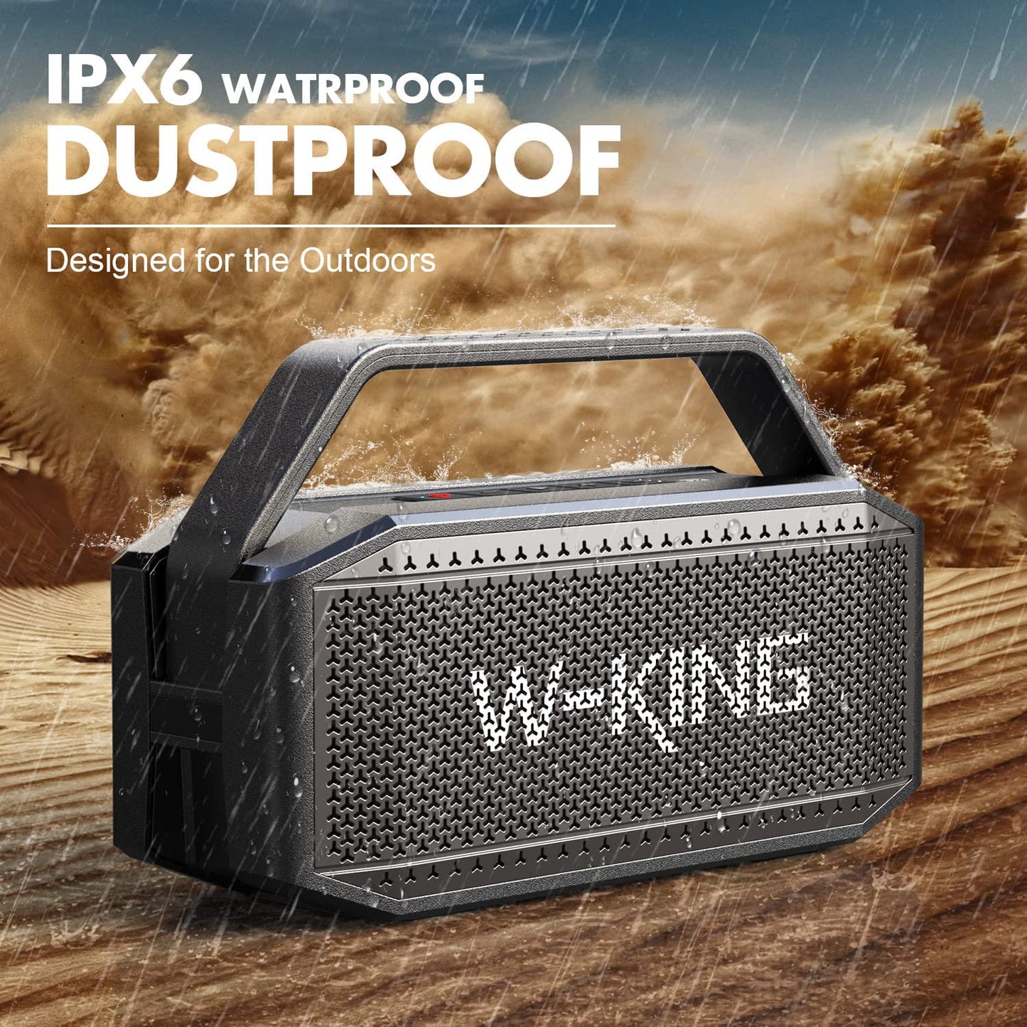 W-KING Bluetooth Speaker- 100W Peak 60W RMS Deep Bass, IPX6 Portable Waterproof Loud Bluetooth Speakers Wireless with Subwoofer, 40H/Power Bank/Tf/Aux/Eq, Party Boombox Outdoor Large Bluetooth Speaker