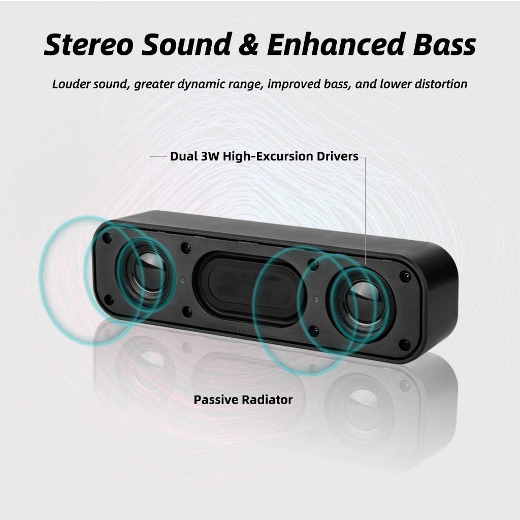 [Upgraded] USB Computer /Laptop Speaker with Stereo Sound & Enhanced Bass, Portable Mini Sound Bar for Windows Pcs, Desktop Computer and Laptops