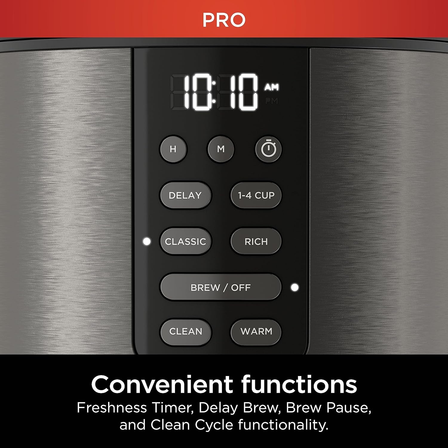 Ninja Programmable XL 14-Cup Coffee Maker PRO, 14-Cup Glass Carafe, Freshness Timer, with Permanent Filter, Black Stainless Steel, DCM201BK