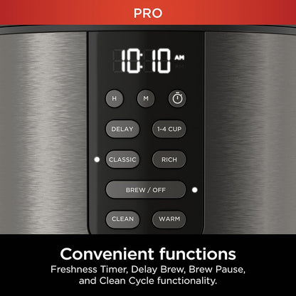 Ninja Programmable XL 14-Cup Coffee Maker PRO, 14-Cup Glass Carafe, Freshness Timer, with Permanent Filter, Black Stainless Steel, DCM201BK
