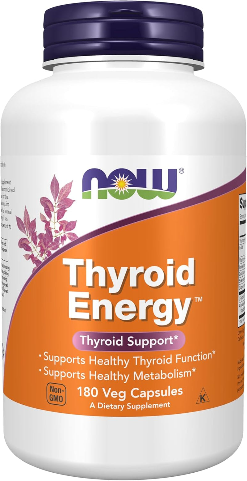 NOW Foods Supplements, Thyroid Energy™, Iodine and Tyrosine plus Selenium, Zinc and Copper, 180 Veg Capsules