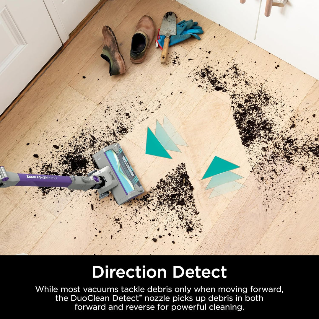 Shark Cordless Vacuum Cleaner with HEPA Filter, Powerdetect Clean & Empty, Powerful Suction, Portable, Rechargeable, Lightweight Stick Vacuum for Pet Hair, Carpets & Hardfloor, Grey/Purple, IP1251