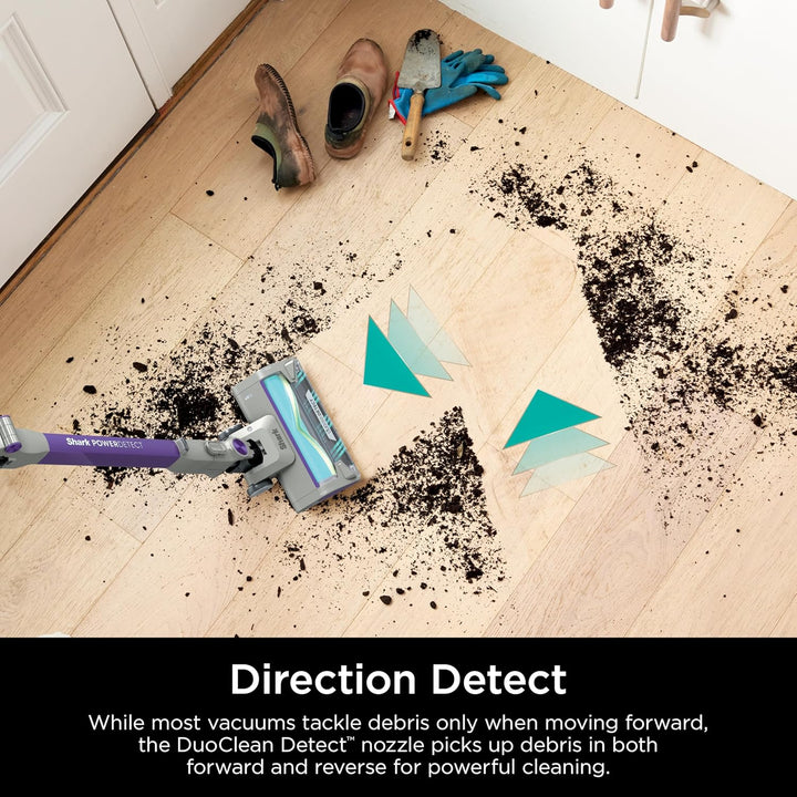 Shark Cordless Vacuum Cleaner with HEPA Filter, Powerdetect Clean & Empty, Powerful Suction, Portable, Rechargeable, Lightweight Stick Vacuum for Pet Hair, Carpets & Hardfloor, Grey/Purple, IP1251