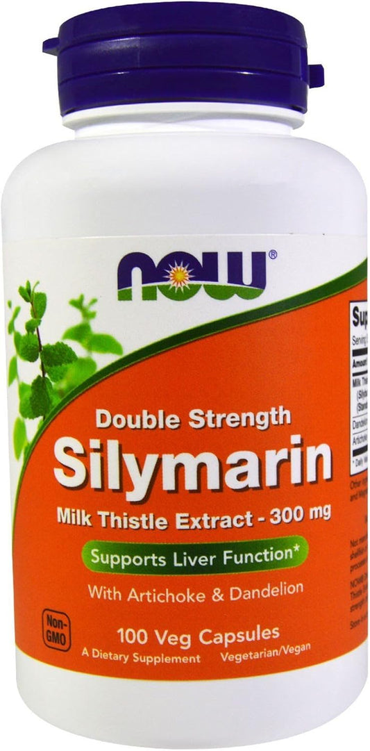 NOW Foods - Silymarin Milk Thistle with Artichoke and Dandelion Double Strength 300 Mg. - 100 Vegetable Capsule(S)